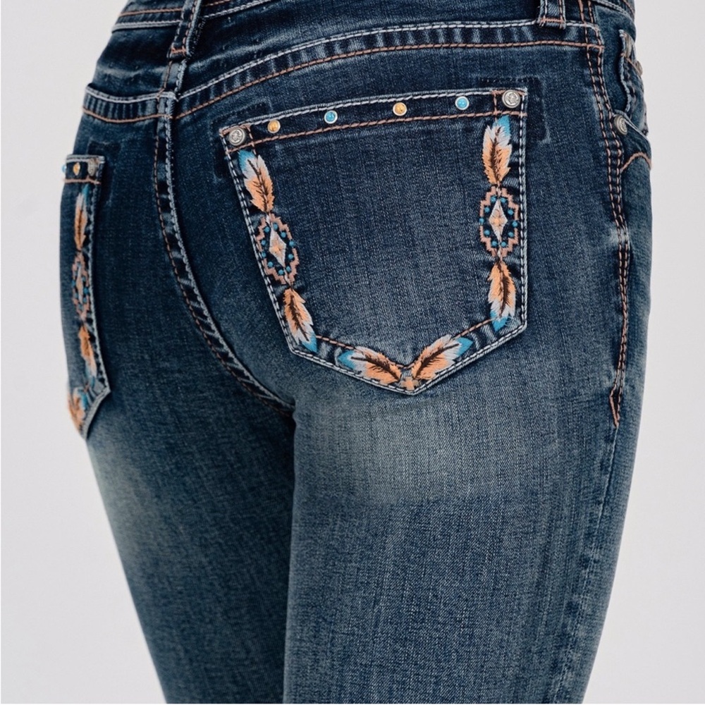 Grace in LA Bootcut Jeans with Embroidered Design